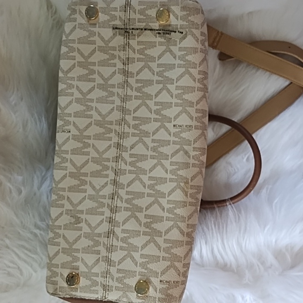 Michael Kors Brown and Cream Satchel with Signature Monogram - Picture 2 of 8